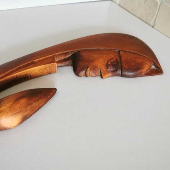 Handcarved Virgin Mary Madonna Wood Sculpture Wall Hanging Polish Artist - Picture 4 of 10